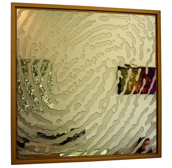 Unique fingerprint mirror wall art decor with textured details, perfect for contemporary interiors.