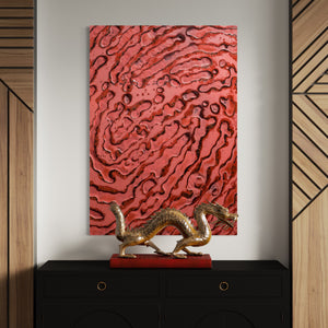 Statement fingerprint modern wall art in a contemporary Halloween-themed interior.