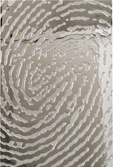 Modern fingerprint-inspired silver wall art decor with an embossed glass texture.