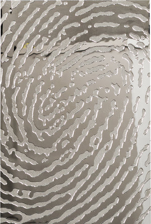 Modern fingerprint-inspired silver wall art decor with an embossed glass texture.