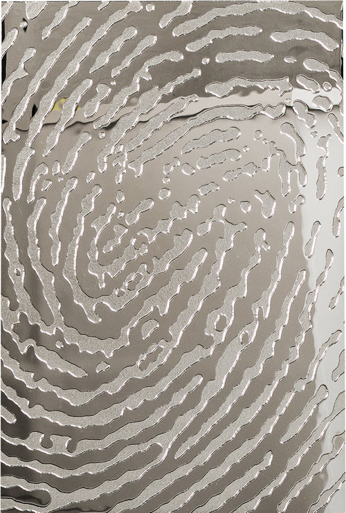 Modern fingerprint-inspired silver wall art decor with an embossed glass texture.