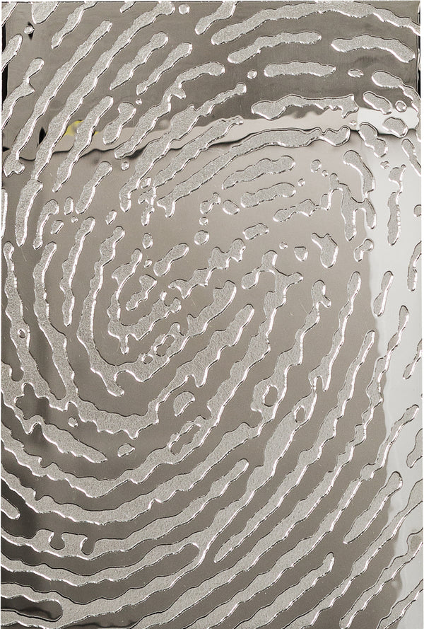 Modern fingerprint-inspired silver wall art decor with an embossed glass texture.