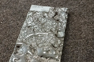 Luna Silver – modern glass wall panel closeup