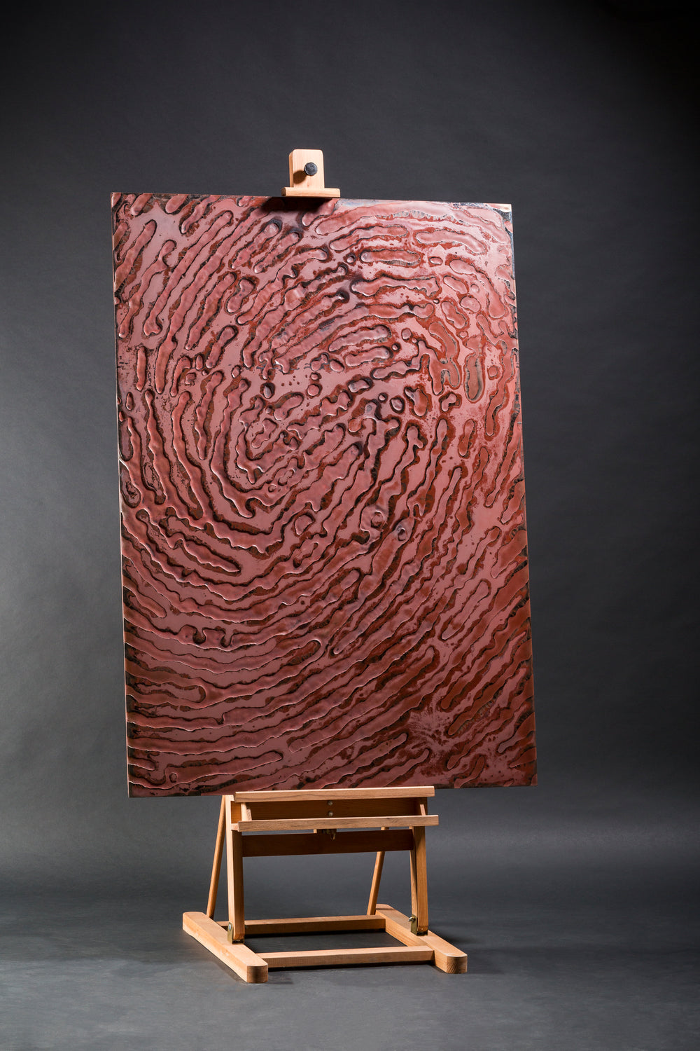 Statement fingerprint modern wall art in a contemporary Halloween-themed interior.
