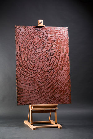 Luxury fingerprint glass panel in a deep red hue (custom mars color).
