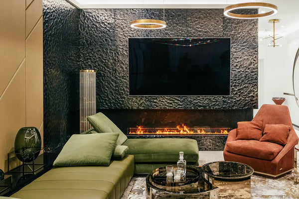 luxury living room with contemporary wall panel design