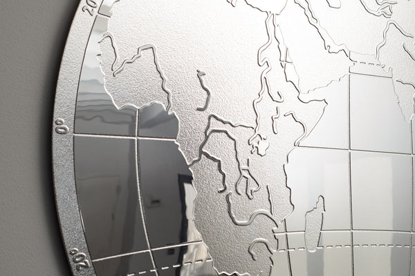 Elegant Mirrored World Map – Decorative Globe Wall Art for Interiors