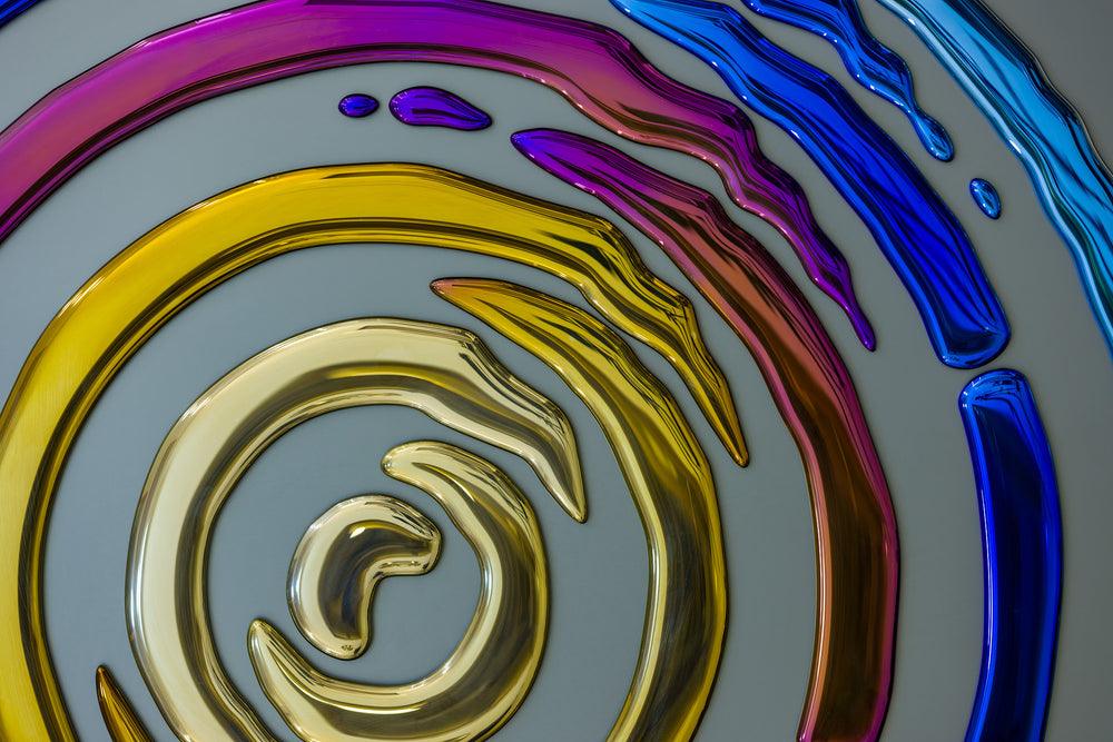 Luxurious alternative interference wall mural featuring glass elements in a circular pattern.