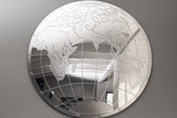 Contemporary glass world map wall art decor with a stylish mirrored finish