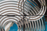 Sculptural module interference wall decor showcasing a dynamic ripple effect in reflective glass