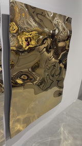 Aqua High Wave Wall Décor Gold Set of Two