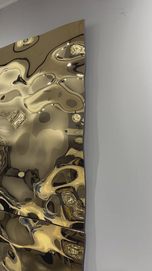 Aqua High Wave Wall Décor Gold