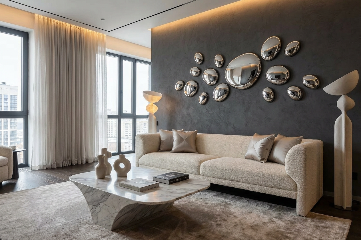 3D Drops Wall Decor Composition Silver