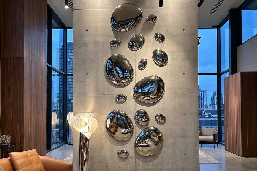 3D Drops Wall Decor Composition Silver Vertical